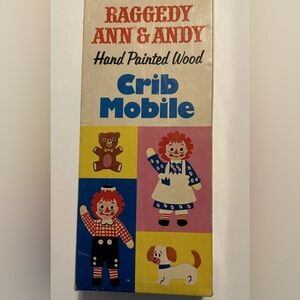 Vintage 1972 Raggedy Ann & Andy Crib  Mobile By Knickerbocker  Hand Painted
